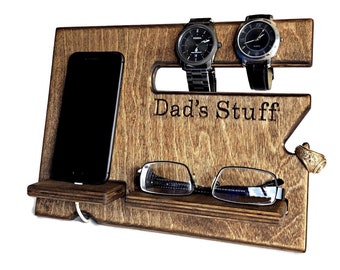 Dad Gift, Custom Father's Day, Daddy GIft, Tech Gifts, Mens Wood Valet Box, Fathers Day Gifts, Gifts for Dad