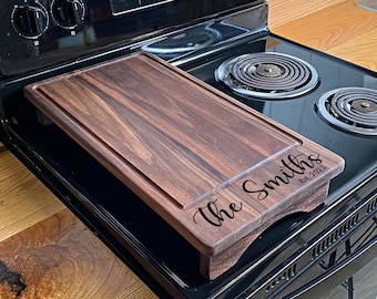 Personalized Stovetop Cover, Noodle Board, Stovetop Cutting Board, Wood Cover for Gas or Electric Stove