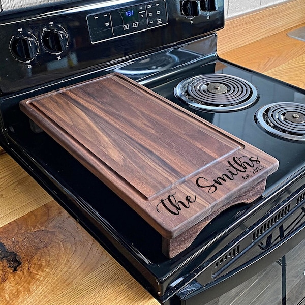 Personalized Cutting Board Stove Top Cover Etsy