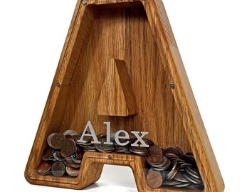 Personalized Piggy Bank, Wooden Piggy Bank, Gifts for Kids, Piggy Bank for Boys, Piggy Bank for Girls, Wood Coin Box, Custom Piggy Bank