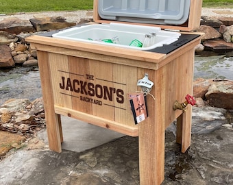 Backyard Cooler, Cedar Cooler for Outdoors, Unique Wedding Gift, Couples Shower Gift, Anniversary, Ice Chest, Built in Bottle Opener