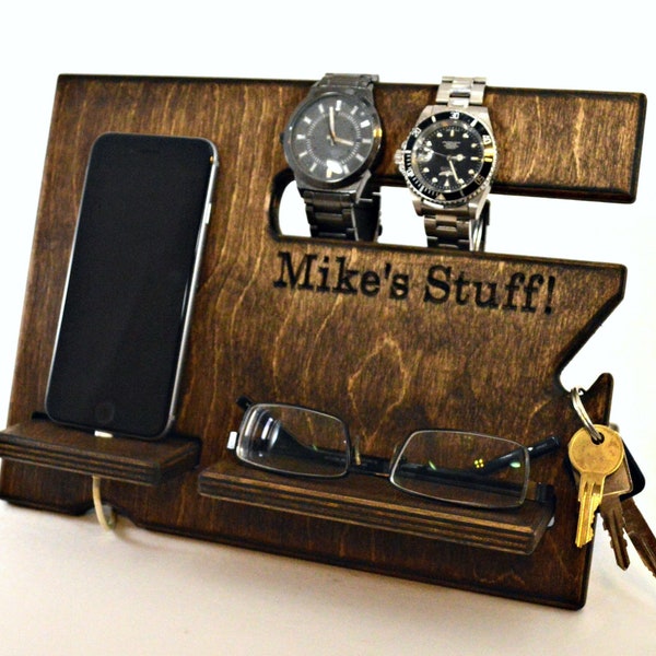 Mens Wooden Valet Box, Mens Gift, Personalized for Him