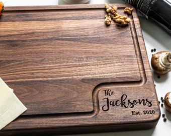 Personalized Walnut Cutting Board, Custom Cutting Board, Large Thick Cutting Board, BBQ Board, Walnut Wood, Closing Gift