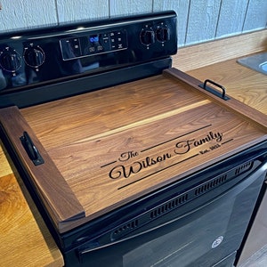 Personalized Noodle Board, Stovetop Cover, Range Cover, Stovetop Cutting Board, Wood Cover for Gas, Cover for Electric Range