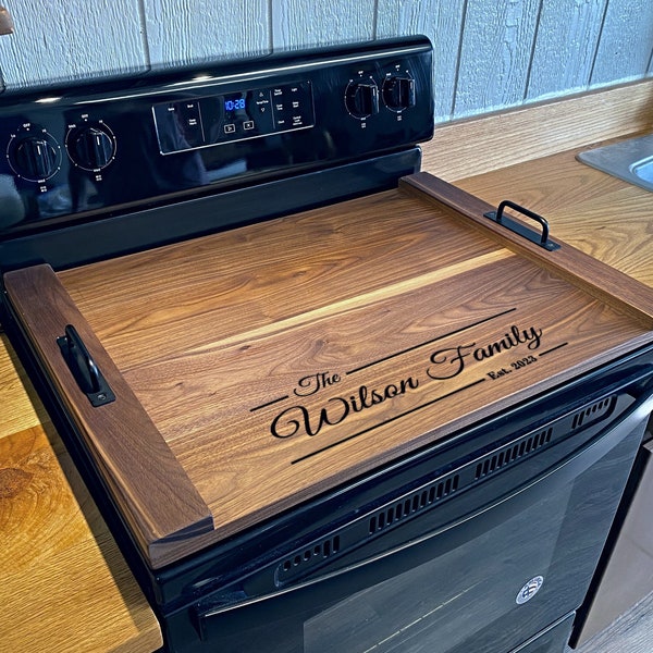 Personalized Noodle Board, Stovetop Cover, Range Cover, Stovetop Cutting Board, Wood Cover for Gas, Cover for Electric Range