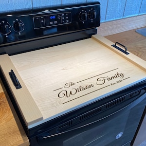 Personalized Range Cover, Stovetop Cover, Noodle Board, Stovetop Cutting Board, Wood Cover for Gas, Cover for Electric Range