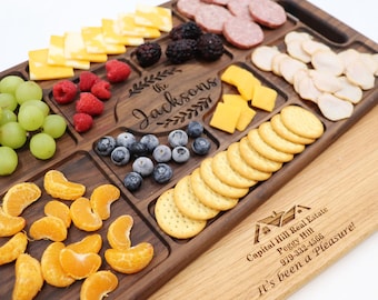 Custom Charcuterie Board Closing Gift, Housewarming Gift, Professional Realtor Welcome Home Gift, Personalized Serving Tray with Handles