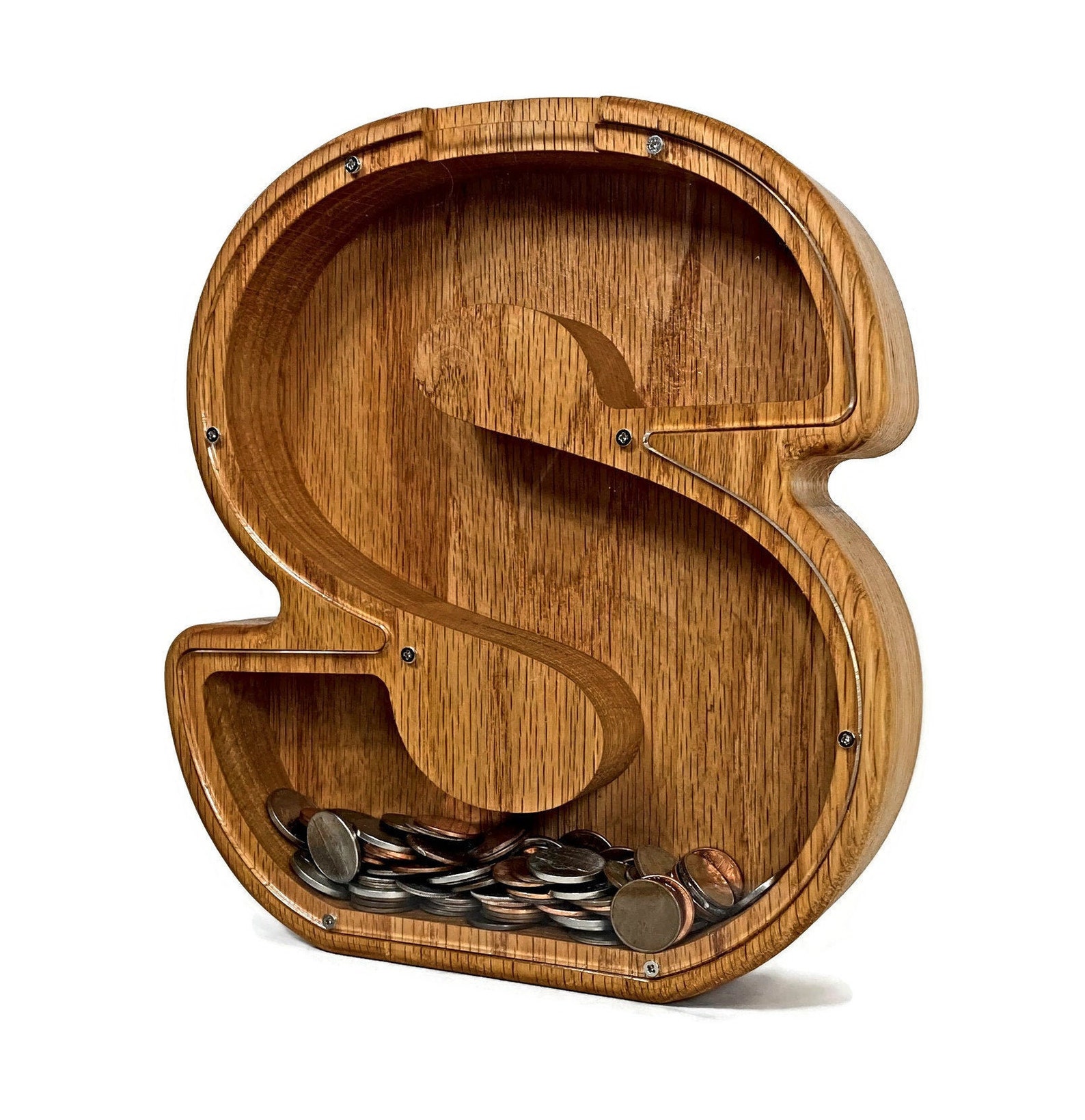 Wood Piggy Bank Letter Coin Bank for Kids Wooden Bank Etsy