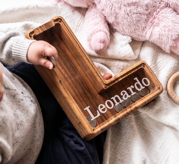 Personalized Grandchildren Gift Grandkids Savings Piggy Bank Custom Initial Shape Coin Change Saver Grand Baby Gift Grandson Gift Etsy UK