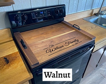  J Thomas Home Alder Wood Stove Top Cover. Engraved Noodle  board. Personalized Gift for Wedding, Father's Day, Birthday, Anniversary.  Electric Gas Stove Top Cover. : Handmade Products