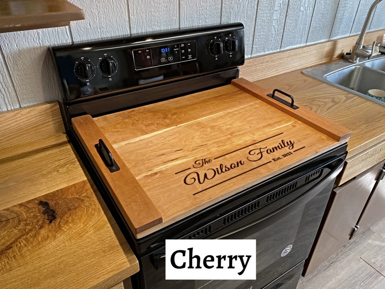 Personalized Noodle Board, Stovetop Cover, Range Cover, Stovetop Cutting Board, Wood Cover for Gas, Cover for Electric Range