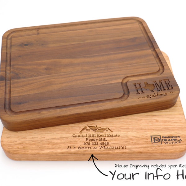 Realtor Closing Gift, Personalized Cutting Board, First Time Buyer Gift, Housewarming Gift for Men, Wooden BBQ Board, Add your Logo or Info