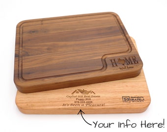 Personalized Housewarming Gift, Closing Gift from Realtor, Personalized Cutting Board, Professional Client Buyer Gift, Add your Logo or Info