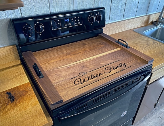 Personalized Noodle Board, Stovetop Cover, Range Cover, Stovetop Cutting Board, Wood Cover for Gas, Cover for Electric Range