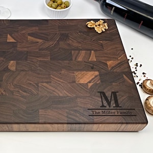 Personalized Cutting Board, End Grain Chopping Block, Maple End Grain, Walnut Cutting Board