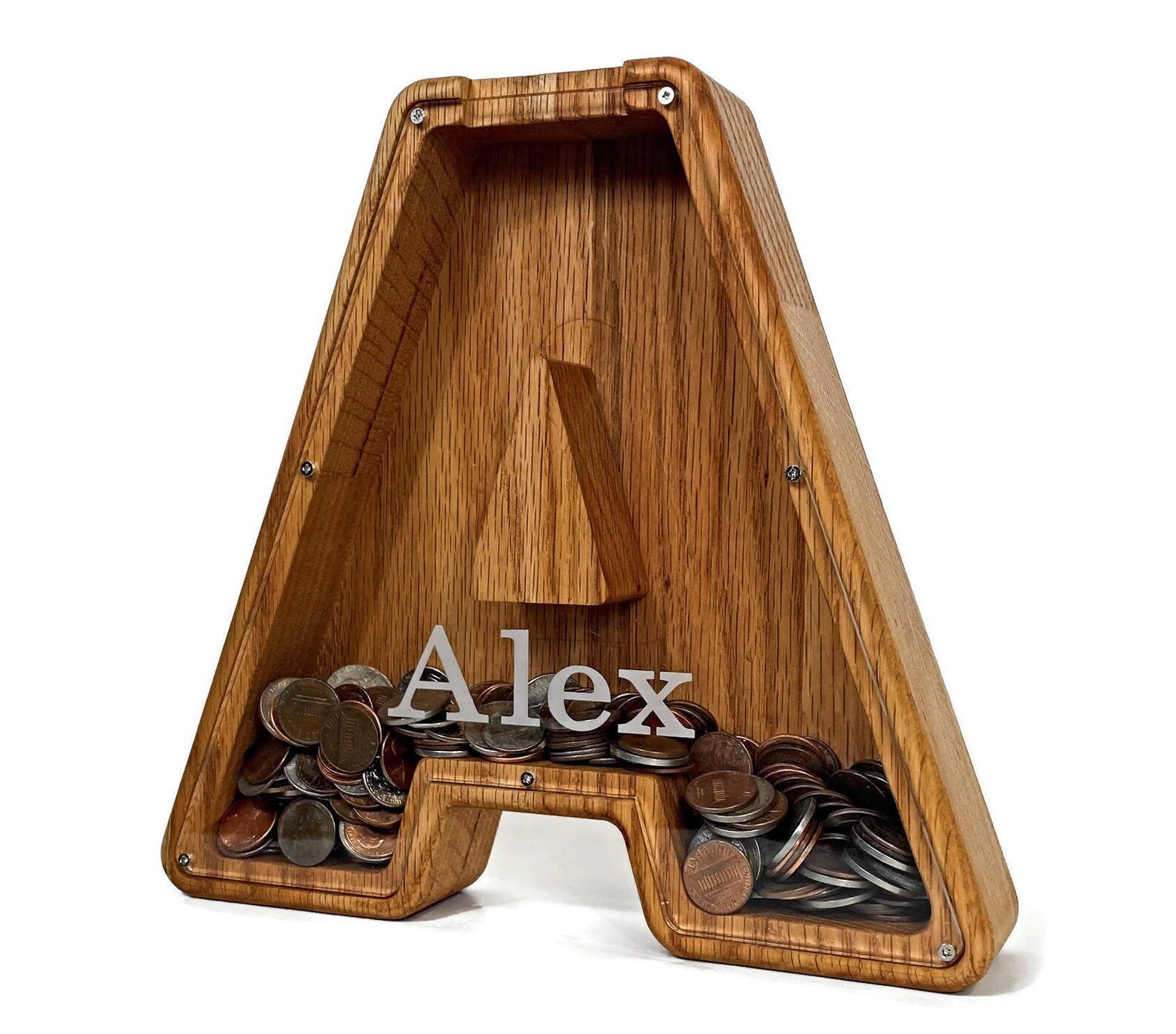 Wood Piggy Bank Letter Coin Bank for Kids Wooden Bank Etsy