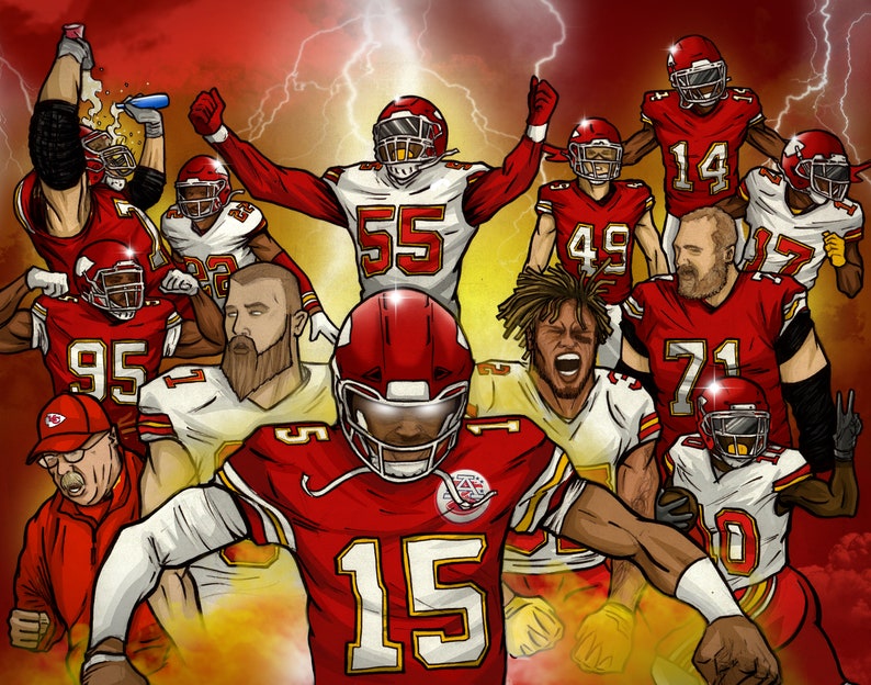 Kansas City Chiefs 20192020 Team Mural Etsy