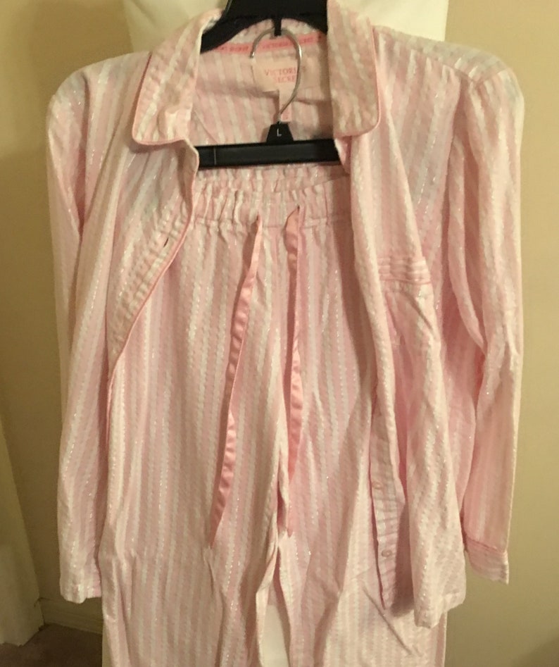 Vintage Victoria/'s secret pajama set pink /& white stripes size SP