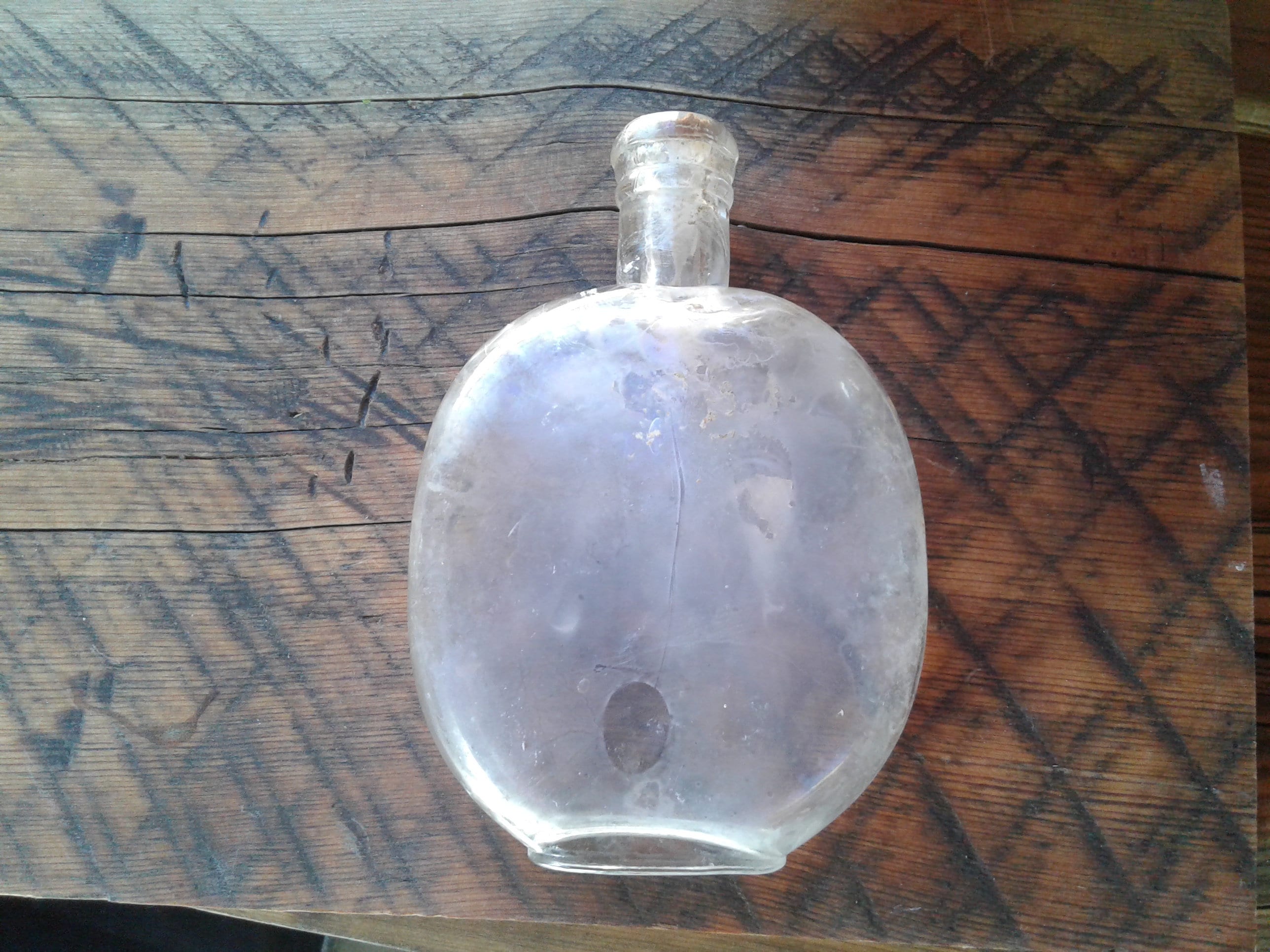 Ca. 1880 Pint Antique Glass Flask Pumpkin Seed Picnic