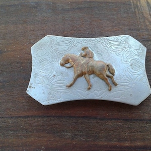 Vintage Mid Century Western Belt Buckle Vintage Western Wear Rodeo Buckle Horse Rider