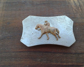 Vintage Mid Century Western Belt Buckle Vintage Western Wear Rodeo Buckle Horse Rider