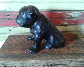 1920s Vintage Bulldog Ceramic Statue Sculpture Made in
