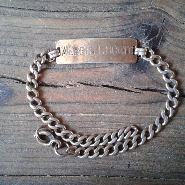 WW 2 Identified Silver ID Bracelet Albert L. Scott Army Air Force 0-759311 Gold Plated 1942 or 1943