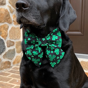 St Patricks dog bow shamrock bow tie dog collar green bow tie st patricks dog accessory st patricks dog clover dog bow dog bandana