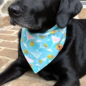 Martini Dog bandana cocktail dog bandana personalized dog gift monogrammed dog bandana dog accessory martini dog scarf happy hour bandana