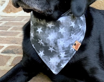 Dog bandana patriotic dog bandana star dog bandana dog grunge dog bandana black amd white dog bandana Memorial Day bandana gift for dog
