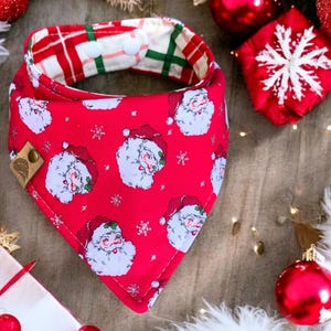 Christmas Dog bandana cat bandana Santa dog bandana christmas dog gift dog scarf christmas scarf winter scarf personalized dog reversible