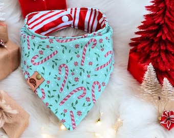 Christmas Dog bandana candy cane dog bandana red and green dog bandana christmas dog gift  candy cane dog scarf christmas scarf winter scarf