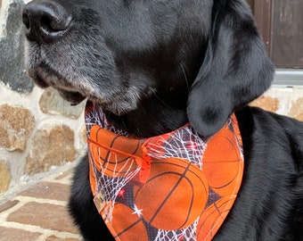 Personalized Basketball Dog Bandana: Reversible Cotton Snap Scarf