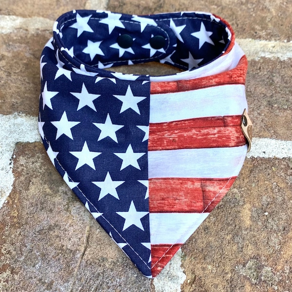 Patriotic Dog bandana fourth of July dog Memorial Day dog American flag dog bandana red white and blue dog bandana Independence Day bandana