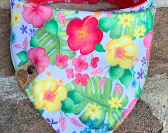 Tropical Dog bandana banana dog bandana hibiscus bandana summer dog bandana tropical dog scarf hawaiian dog scarf summer scarf pink scarf