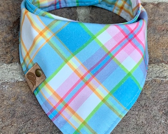 Easter Dog bandana easter bandana pastel dog bandana easter dog scarf embroidered dog gift plaid dog scarf bandana new puppy gift spring dog