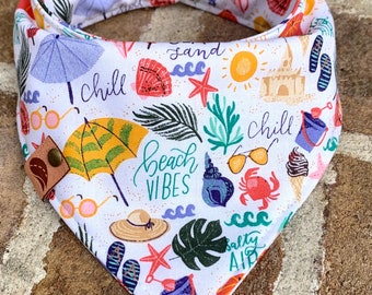 Beach Dog bandana  tropical dog bandana chambray beach dog bandana tropical dog scarf ocean dog scarf summer scarf island dog scarf