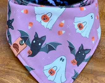 Halloween hond bandana halloween sjaal halloween hond cadeau pompoen hond bandana hond kostuum zwart en oranje vleermuis sjaal omkeerbare bandana
