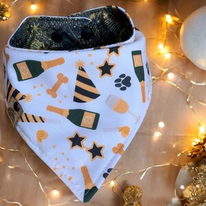 New Years Dog bandana new year dog bandana personalized dog gift champagne dog bandana New Years Eve dog scarf party dog scarf champagne