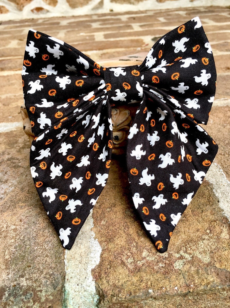 Halloween Dog Bow Halloween Bow Tie Dog Collar Ghost Bow Tie Etsy