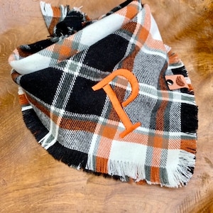 Flannel dog bandana dog gift Fall scarf dog  thanksgiving dog bandana fall dog scarf dog fringed bandana plaid dog  Halloween bandana frayed