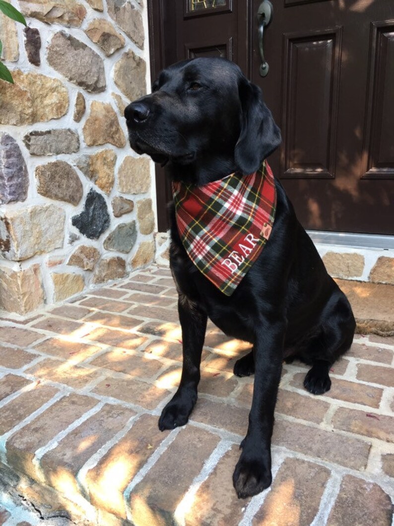 Fall Dog Bandana Plaid Dog Bandana Monogrammed Dog Bandana Dog Etsy