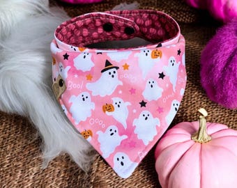 DE NUEVO EN STOCK Pañuelo rosa para perro de Halloween Bufanda rosa de Halloween Regalo para perro de Halloween Regalo personalizado para perro Disfraz de perro con monograma Fantasma rosa para perro