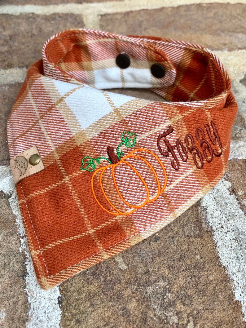 Plaid Flannel Dog Bandana Fall Dog Scarf Bandana Monogrammed Dog