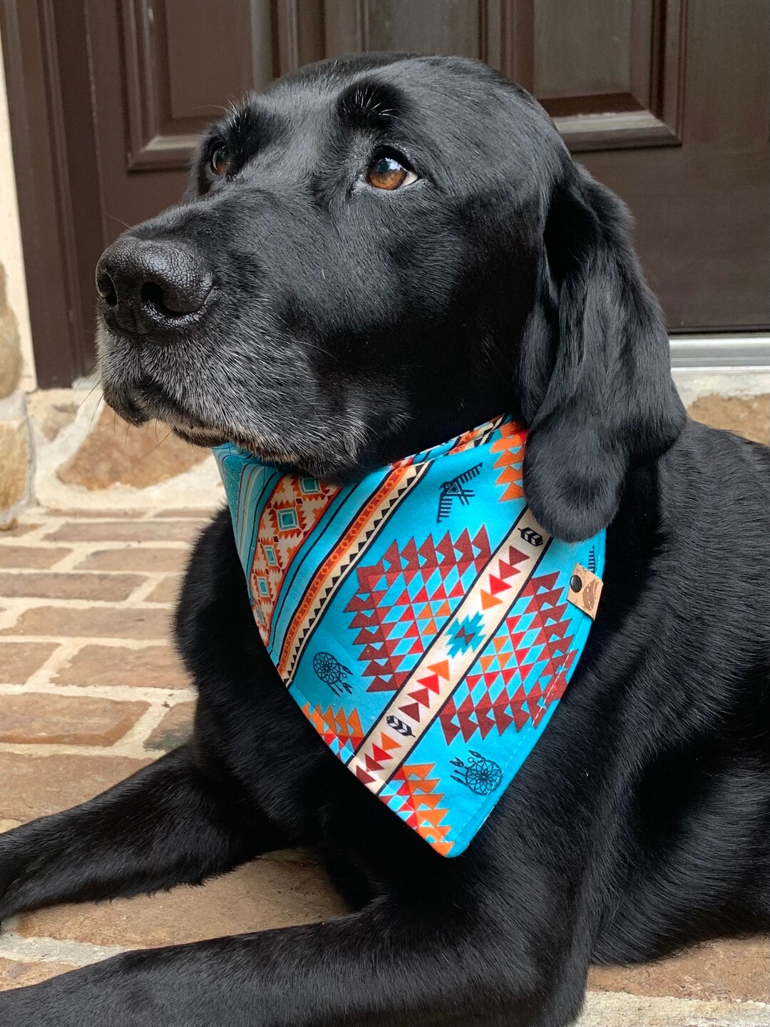 Summer Dog Bandana Personalized Dog Gift Monogrammed Dog Bandana Embroidered Dog Gift Aztec Dog