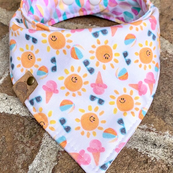 Dog bandana summer dog gift ice cream dog bandana sunshine bandana summer dog bandana watercolor dog scarf reversible bandana puppy gift