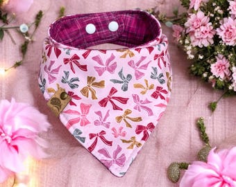 Bow Dog Scarf: Birthday Bandana, Wedding Gift, Pet Bandana, New Puppy Gift, Customizable Pet Gift, Pink Bandana