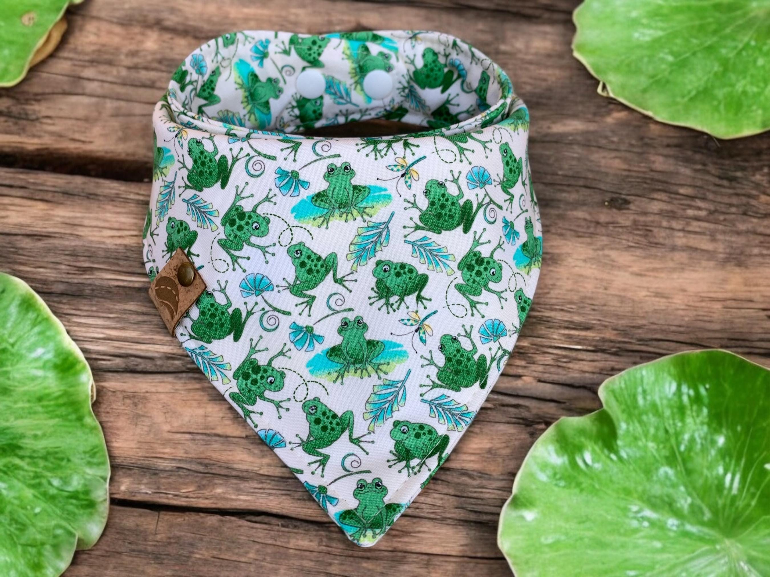 Frog Dog Bandana: Reversible Cotton Scarf with Snap Closure