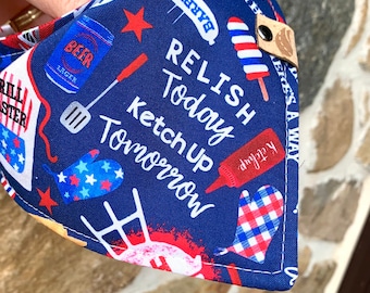 Grillen Bandana: Hot Dog & Hamburger Druck, Grillmeister Geschenk
