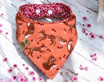 Fox dog bandana summer dog bandana puppy gift fox dog bandana birthday dog bandana camping bandana embroidered bandana reversible scarf